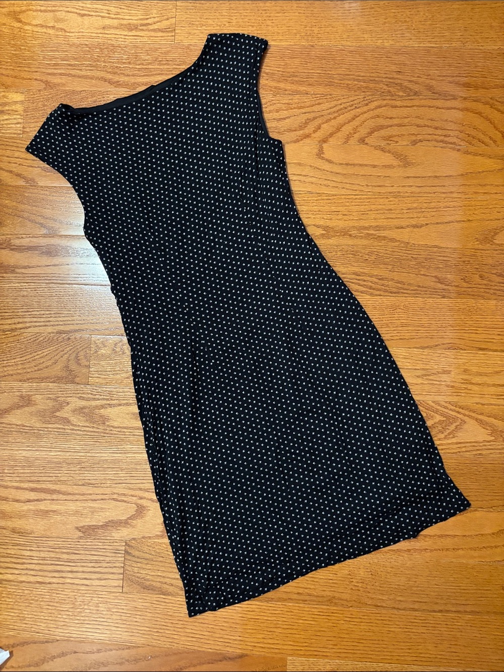 Ann Taylor Loft Small Petite Sleeveless Mini Dress Black White Geometric Stretch - Picture 8 of 14